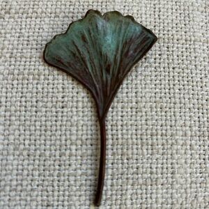 Ginkgo Leaf Pin patina copper